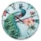 Designart 'Handpainted Peacock Traditional Wall Clock